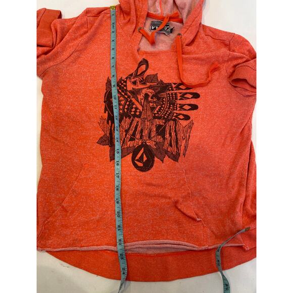 Volcom Sweatshirt Long Sleeve Lightweight Hoodie Neon Orange Heather Sz Lg Boho - Picture 11 of 12